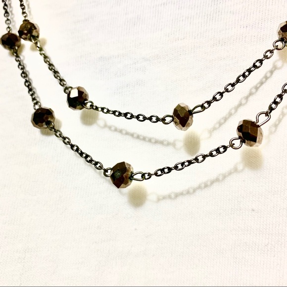 Dark Topaz Brown Double Strand Necklace - Picture 6 of 7